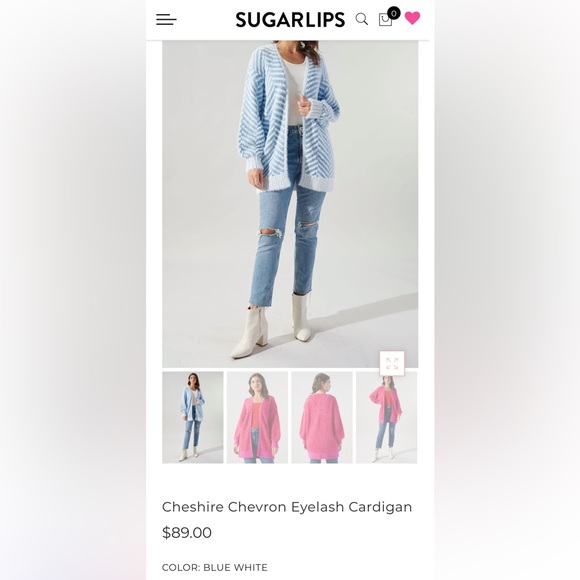 Womens SugarLips Cheshire Chevron Eyelash Cardigan - Picture 11 of 11